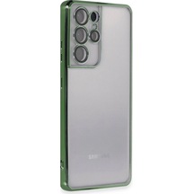 Samsung Samsung Uyumlu Galaxy S21 Ultra Kılıf Razer Lensli Silikon - Yeşil
