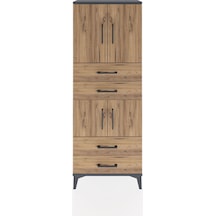 Arges Dolap 3 Raflı 4 Çekmeceli 4 Kapaklı 60x30x163 Antrasit-çam Antrasit