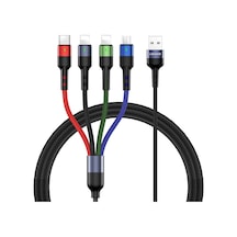 2 Paket Çoklu Şarj Kablosu Çoklu Şarj Kablosu Naylon Örgülü Kısa 4ft 4 İn 1 Usb Şarj Kablosu Telefon/tip C/mikr Diğer