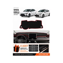 Toyota Corolla E210 Hayalet Göstergeli 2018-2026 Uyumlu Torpido Örtüsü - Siyah-kırmızı - To017