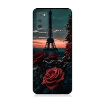 Samsung Galaxy A02s Uyumlu Eyfel Kulesi Ve Gül Desenli Silikon Kılıf
