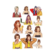 Yüz İfadeleri Sticker Set 12 Parça Telefon, Tablet, Defter, Laptop Sticker