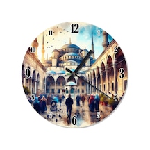 Sultanahmet Camii Ve Şadırvan Sessiz Duvar Saati Çok Renkli