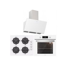 Silverline BO6504W01 - CS5343W01 - 3457 Soho 60 Beyaz Cam Ankastre Set