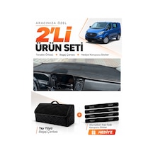 Ford Transit Custom 2016-2024 Uyumlu Torpido Örtüsü + Tay Tüyü Bagaj Çantası Seti - Siyah