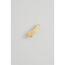 Kuş Tüyü 18 Ayar Sarı Altın Kaplama Gümüş Broş Sarı Altın Kaplama