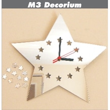 M3 Decorium Stars Dekoratif Ayna Saat Beyaz