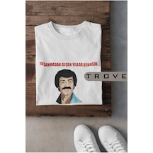 Startmore Unısex Kadın Erkek Müslüm Gürses Yıllar Utansın %100 Pamuk Baskılı Siyah Beyaz T-shirt Beyaz