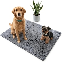 Süper Emici Mikrofiber Köpek Kapı Paspası, Yıkanabilir Şönil Evcil Hayvan Halısı, Hızlı Kuruyan Giriş Paspası, Makinede Yıkanabilir, 60x40 Cm