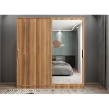 Zen Sürgü Kapaklı Dolap Gardırop Ceviz 180cm - Montaj Dahil