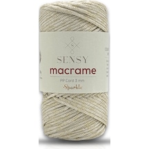 Sensy 3 Mm Simli Polyester Makrome İpi Ekru 250 Gr Supla İp Ve Çanta İpi Polyester İp