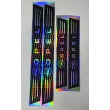 Opel Araç Kapı Eşiği Sticker 4 Parça Set Hologram Karbon Desen 2 Ön 2 Arka 50 Cm / 35 Cm