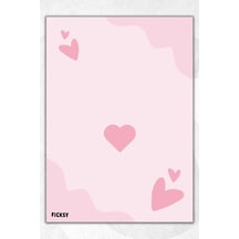 A5 Kalp Bloknot Çizgisiz Defter - 50 Yaprak - Memopad - Notepad - Not Defteri - Not Kağıdı Pembe Pembe