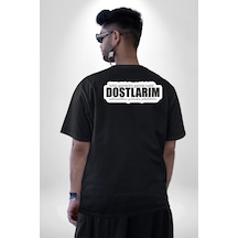 Kötü Günlerim Geride Kaldı Dostlarım Saklandıkları Yerden Çıkabilirler Yazılı Pamuklu Unisex Oversize Sırt Dijital Baskılı Siyah T-shirt Siyah