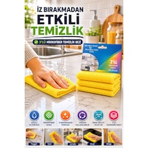 Sarı 3'lü Mikrofiber Temizlik Bezi 35x35 Cm Çok Amaçlı Mutfak Cam Banyo Silme Ve Kurulama Bezi