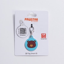 Bears Desenli Qr Tag Evcil Hayvan Künyesi İsimlik Pet Tag Köpek Künyesi Kedi Künyesi Qr Kodlu Künye Turkuaz