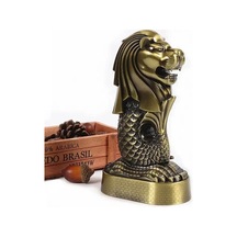 Vintage Metal Singapur Merlion Biblo Antik Bronz 16 Cm