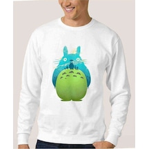 My Neighbor Komşum Totoro Baskılı Beyaz Erkek Örme Sweatshirt (530951575)