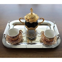 Paslanmaz Çelik Lüks Model Silver Desen Çay Kahve Tepsisi 34,5 X 24,5 Cm Gümüş - Gri
