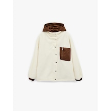 Koton Kapüşonlu Çıtçıt Düğmeli Cep Detaylı Kapitoneli Peluş Oversize Ceket Kahverengi 6wal20014ıw Kahve