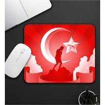 Atatürk Ve Bayrak Baskılı Mouse Pad 23x19cm Fare Altlığı Kaydırmaz Taban De601 Mousepad
