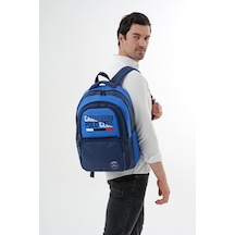 Benittokids Cambridge Polo Club Minimalist Tasarım Unisex Çok Gözlü Sırt Çantası Mavi