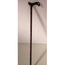 Ahşap Baston K-02 Gürgen Sedefli Ve Pirinç Tel İşlemeli