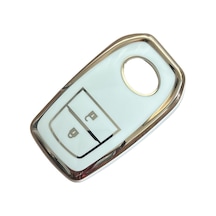 Autohan Keys Toyota Chr, Hilux, Corolla, Land Cruiser, Yaris Cross, Camry, Rav4 İçin 2 Butonlu Nano Anahtar Kılıfı Beyaz-altın