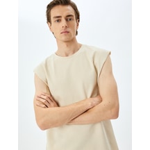 Koton Pamuklu Bisiklet Yaka Oversize Kolsuz Tişört Bej 5sam30002mk Ekru