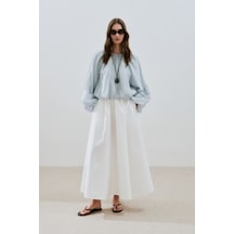 Balon Form Kısa Bluz Mavi Mavi