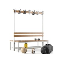 Ayakkabılıklı 4 Ayaklı Çift Taraflı Bank, Kanca Şeritli Bank, 14 Kanca, 150x85x170 Cm, Spor Bankı