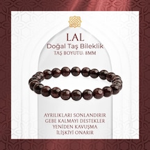 Saff Doğaltaş Bordo Granat Lal 8 MM Doğal Taş Bileklik Çok Renkli