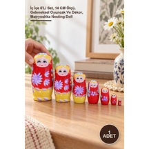 1 Adet Ahşap Matruşka İç İçe 6'li Set, 14 Cm Ölçü, Geleneksel Oyuncak Ve Dekor, Matryoshka Nesting Doll