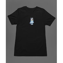 Bumeta Bluey Sevimli Köpek Kardeşler Bluey Unisex Tişört T-shirt Siyah