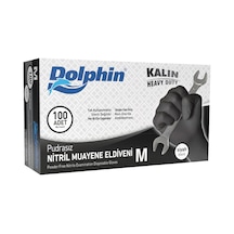 Dolphin Nitril Muayene Eldiveni Pudrasız 100 Adet Siyah M - Extra Kalın 3'li Ekonomik Paket - 3 Tarı