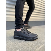 Jy155 Warrior Bağcıklı Ve Fermuarlı Cilt Erkek Günlük Sneaker Ayakkabı Cst - Siyah Siyah