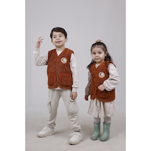 Nakışlı Peluş Polar Bebek Çocuk Yelek Wellsoft Yelek Çok Renkli