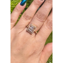 Zirkon Ve Baget Taşlı Ayarlanabilir Gold Renk Marka Yüzük Gold