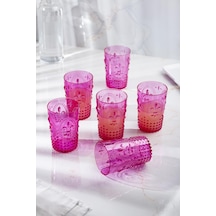 Akrilik Pembe 6'lı Kısa Bardak & Su Meşrubat Kahve Yanı Bardağı 400 Ml Cam Değildir Diğer
