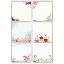 Çiçek Bloknot - 9 9 Cm Ebat- 50 Yaprak - Notepad - Memopad - Çizgisiz Not Kağıdı- To Do List - 2132