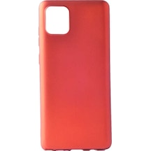 Noktaks - Samsung Galaxy Uyumlu A91 S10 Lite - Kılıf Mat Renkli Esnek Premier Silikon Kapak - Kırmızı