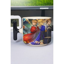 Ginga Eiyuu Densetsu Anime Baskılı Seramik Lüks Kupa 1 Adet T Şeklinde Özel Siyah Kulp Dalga Kulp V3t Çok Renkli