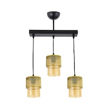 Üçlü Bal Cam Kafes Model Modern Sarkıt Avize C