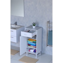 Eliusta Taha 50 Cm 3 Bölmeli Beyaz Çok Amaçlı Dolap 2 Raflı Banyo Mutfak Dolabı 50x88x32,5 Cm Düzenleyici Beyaz