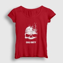 Presmono Kadın Skull Call Of Duty T-shirt Kırmızı
