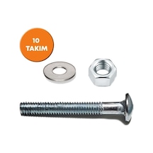 5/16x70 Mm Yuvarlak Başlı Kasa Civatası + Somun + Pul 10 Takım 1