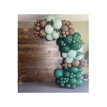 Pastel Koyu Yeşil Çikolata Kahve Ve Mint Yeşili Balon Zinciri 100 Adet Mix