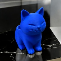 Bezos 3d Baskı Sevimli Kedi Saksı - Figürlü Sukulent Saksısı-mavi 22