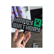 Piksel Oyun Temalı Doğum Günü Pasta Süsü Happy Birthday 2 Adet