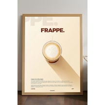 Frappe Kahve Doğal Ahşap Çerçeveli Poster, Dekoratif Duvar Tablosu